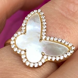 Mother of Pearl Butterfly Ring size 7